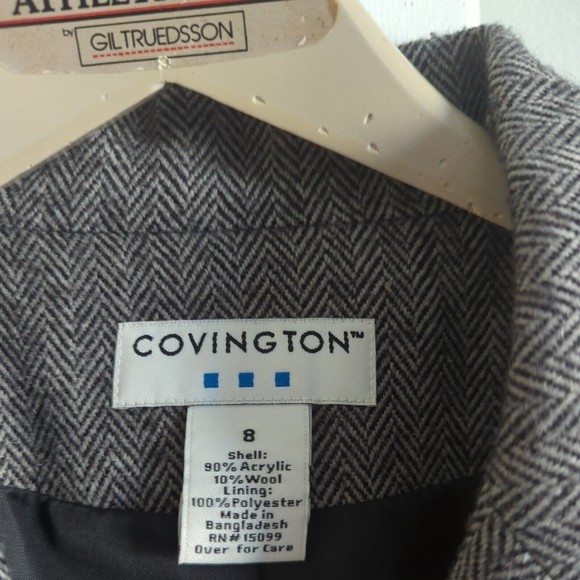 Covington Women's 8 Brown Tweed Wool Blend Blazer Jacket 3 Button classic - Picture 2 of 9
